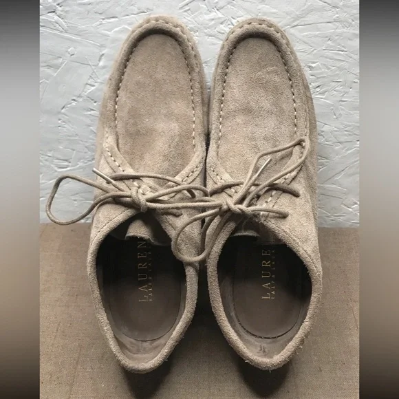 Lauren Ralph Lauren Denver Women's Chukka Tan Brown Suede Leather Wedge Size 9B - Picture 5 of 16